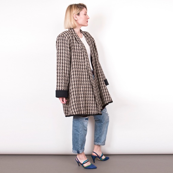 Vintage Jackets & Blazers - Vintage 80s tweed striped swing jacket coat